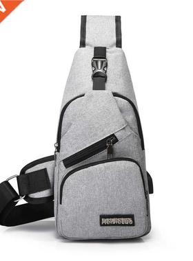 Men's Crossbody Chest Bags Men USB Charging Headphone Plug