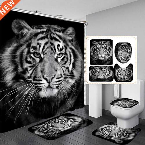 4pcs/set Waterproof Tiger Bathroom Carpet Bath Shower