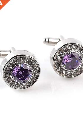 Luxury High-grade jewelry Men's White Purple Enamel Crystal