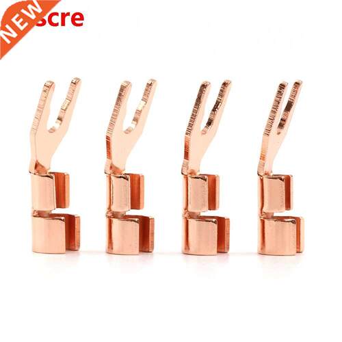 4x CMC Sold Copper Spade Plug Speaker Cable Wre Connector