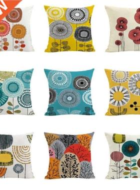 Fashion Cotton Linen Flower Pattern Throw Pillow Cushion Sea