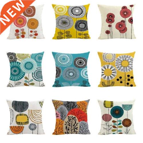 Fashion Cotton Linen Flower Pattern Throw Pillow Cushion Sea