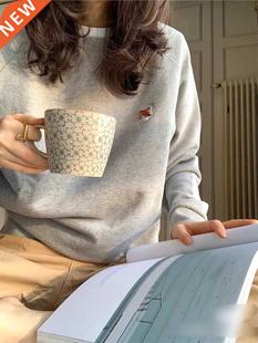 Women Hoodie utumn Women Fox Hed Embroidered Long Sleeve O