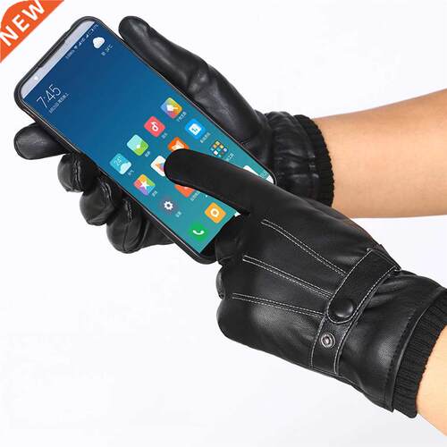 New Winter man sheepskin leather gloves male warm soft men's
