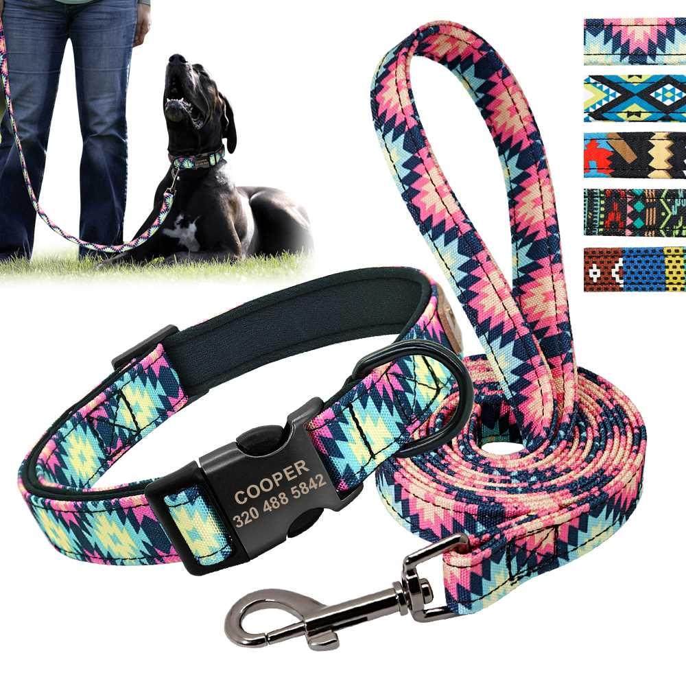 Personalized Dog Collar Leash Custom Puppy Pet Collar Pitbul
