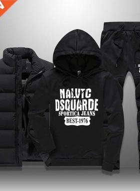 Men's Tracksuits Casual Set  Pieces Warm Vest Sweatpants Ho