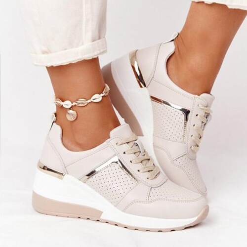 New Women Sneakers Lace-Up Wedge Sports Shoes Women's Vulcan
