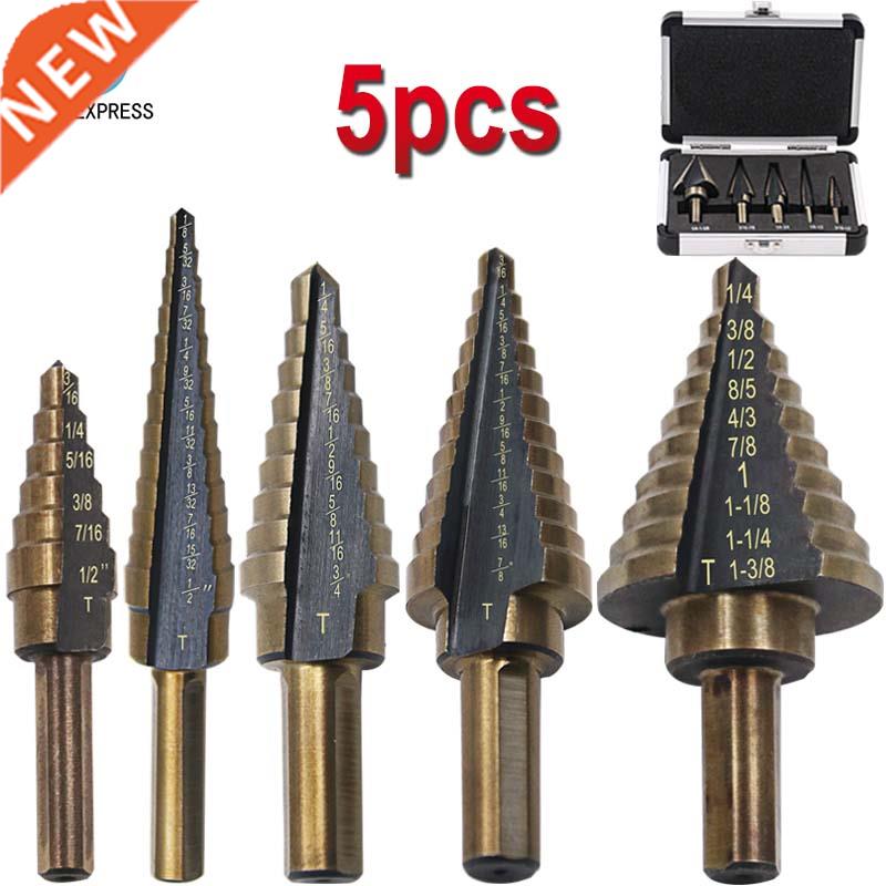 5pcs/Set HSS COBALT MULTIPLE HOLE 50 Sizes STEP DRILL BIT SE