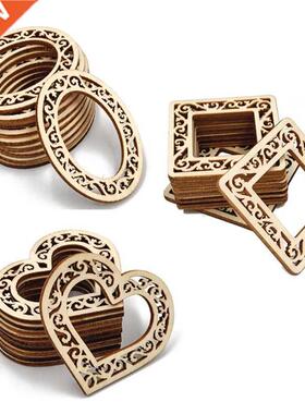 10pcs Wood Shaped Heart Oval Slices Unfinished DIY Crafts Sl