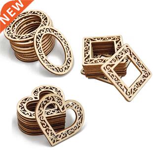 10pcs Wood Shaped Heart Oval Slices Unfinished DIY Crafts Sl