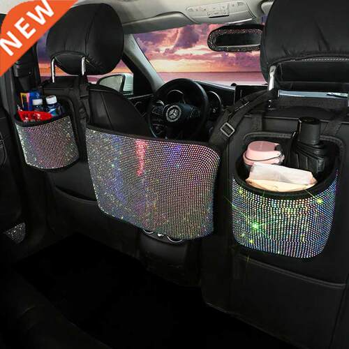Luxury Diamond Rhinestone Car Storage Bag Organizer Seat Bac