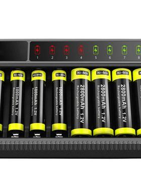 8 Slot Smart Battery Charger LED Display for AA/AAA NiMH Rec