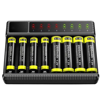 8 Slot Smart Battery Charger LED Display for AA/AAA NiMH Rec