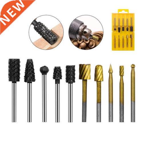 10pcs HSS Wood Router Bits Files Titanium Coated 3.1mm