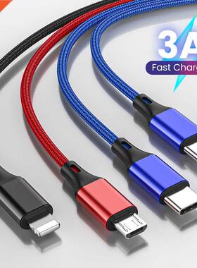 4 In 1 USB Cable  In 1 USB A To Micro USB/Type C/8 Pin Kabl