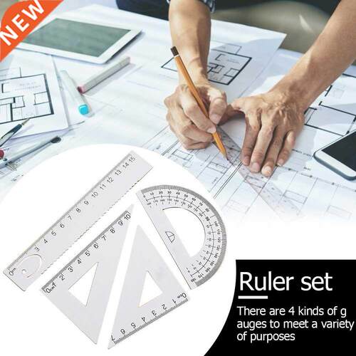 4pcs Multi-use Ruler Drawing Geometry Straight Triangle Rule