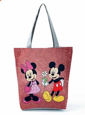 Mckey Mnne Prnted Handbag Cartoon Hgh Capacty Eco Reus