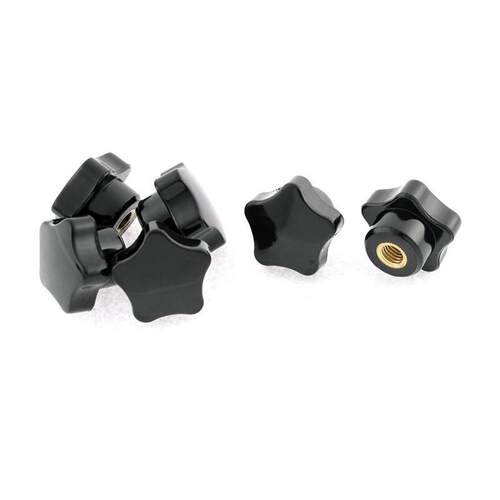 6x Star Head M6x2mm Female Thread Clamping Knob Black