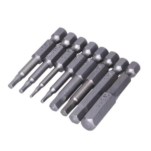 8pcs Hexagon Sets S2 Steel 1/4 Inch Hex Shank 50mm Long Scre