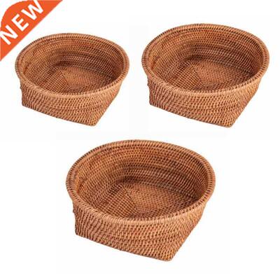 Wicker Rattan Basket Hand Woven Bre Tray Food Fruit