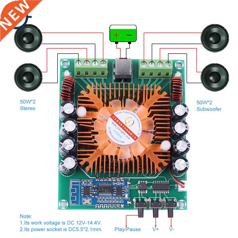 luetooth 5.0 Power plifier oard 50W*2+50W*2 4 Channel TD