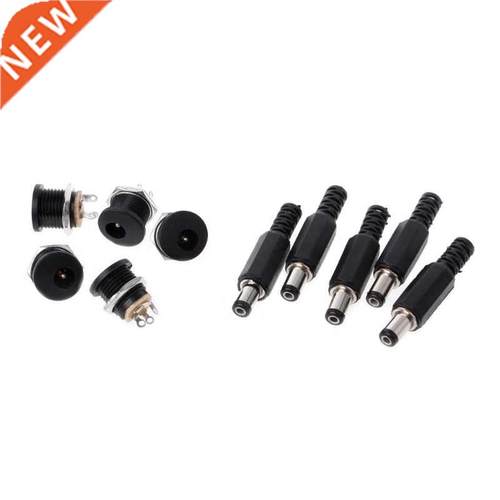 5 Pcs 5.5mm x 2.1mm Male DC Power Plug Connector+5 Pcs Screw