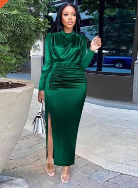 S-4xl Plus size Women's Autumn Green Dress大码秋季绿色连衣裙