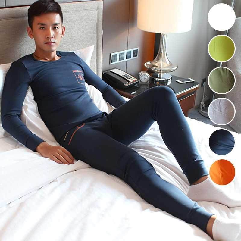 Men Underwear Long Johns Suit Thin O-neck Cotton Soft Based图片