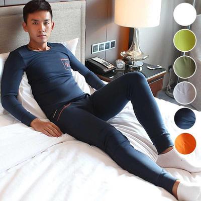 Men Underwear Long Johns Suit Thin O-neck Cotton Soft Based