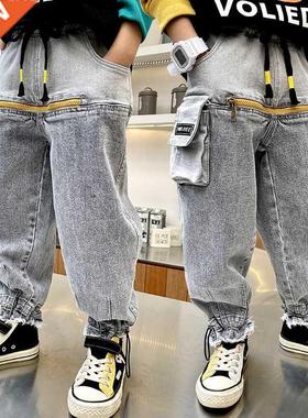 Big Boys Jeans Patchwork Pocket Cargo Pants Casual Zip Decor