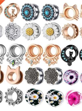 2pcs Multiple Styles Screw Ear Flesh Tunnel Plugs Piercing R