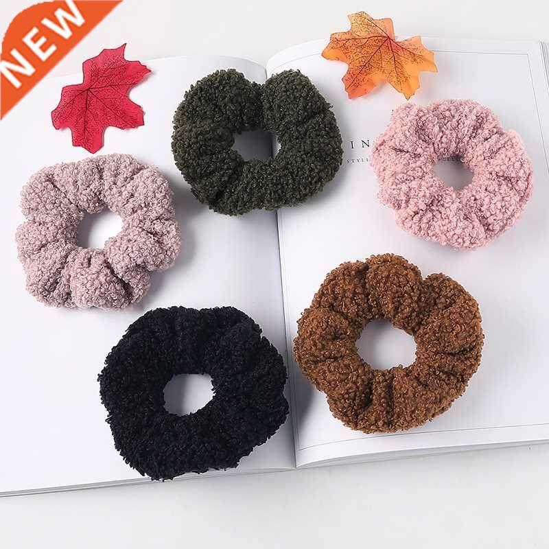 2020 New Women Cute Teddy Velvet Scrunchies Elastic Hair Ban