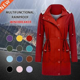 Fashion Women Jacket Raincoat Winter Long Coat Jacket Multi