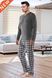 Long Sleeve Male Spring Men Pure Full Cotton Pajama Set For