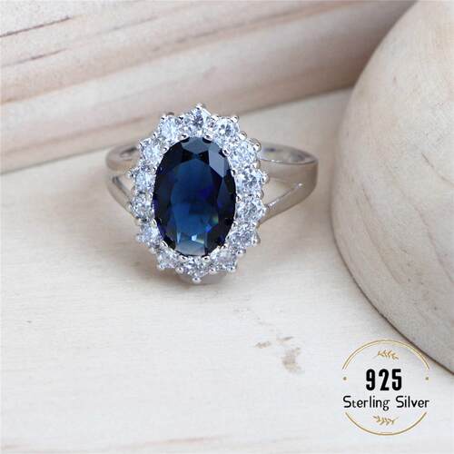 Silver 925 Women Bridal Jewelry Sets Blue Zirconia Costume F