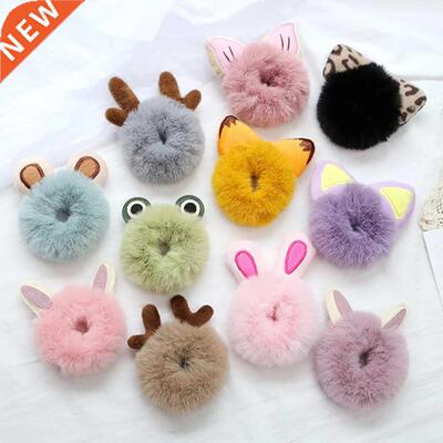 Hair Accessories Fake Fur Hair Rope Cute Bear Scrunchies Wom