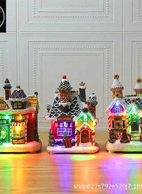 Christmas decorations LED lights snow biscuit house luminous