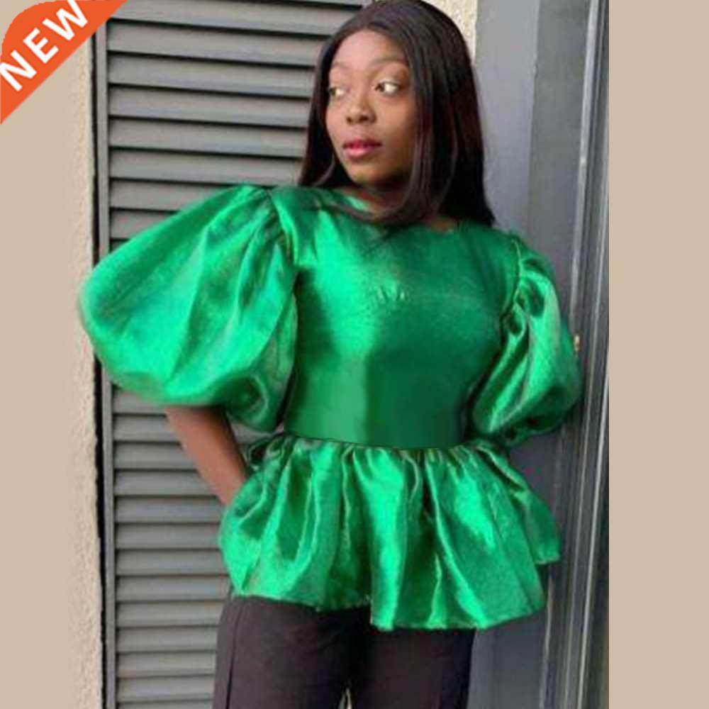 New plus-size woen's flounce puffy sleeve blouse of 2021