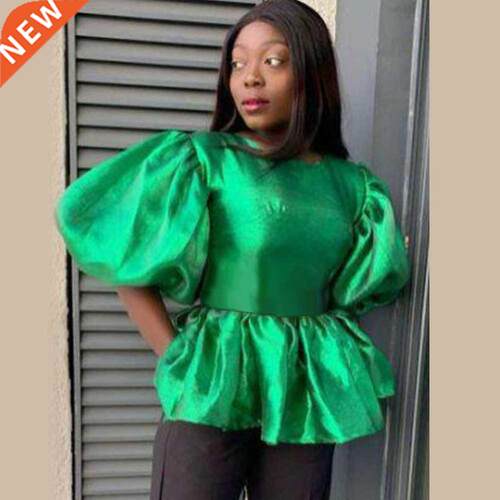 New plus-size woen's flounce puffy sleeve blouse of 2021