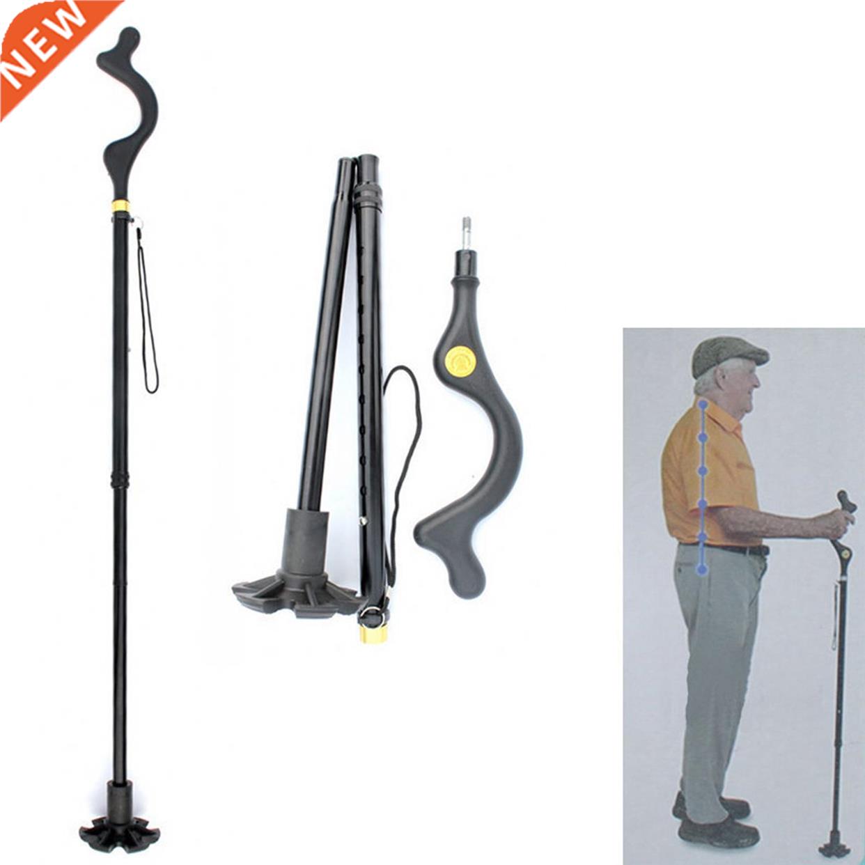 hiking folding trekking pole adjustable collapsible walking