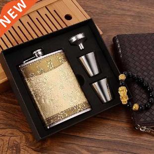 1SET 7OZ hip flask liquor Bottle christmas Gift box