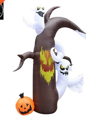 glowing little ghost pumpkin with light white ghost tree air