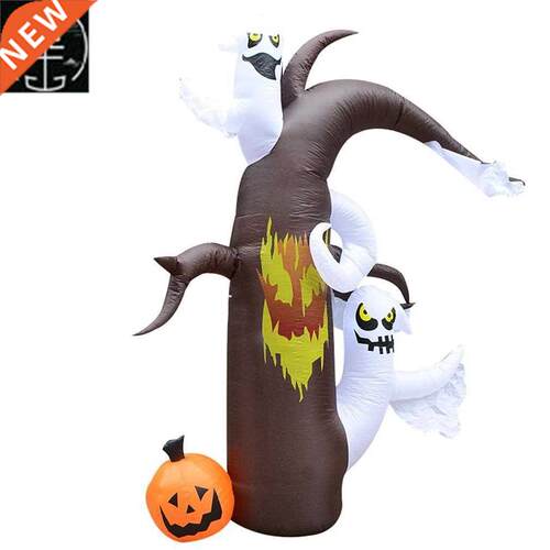 glowing little ghost pumpkin with light white ghost tree air