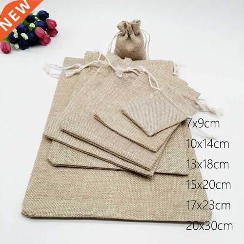 10pcs Jute Bags Gift Drawstring Pouch Gift Box Packaging Bag