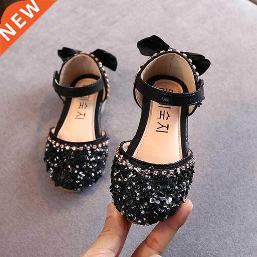New Children Princess Shoes Baby Girls Flat Bling Leather Sa
