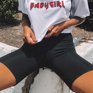 Women Summer Cycling bike Shorts Stretch Basic Short Solid B