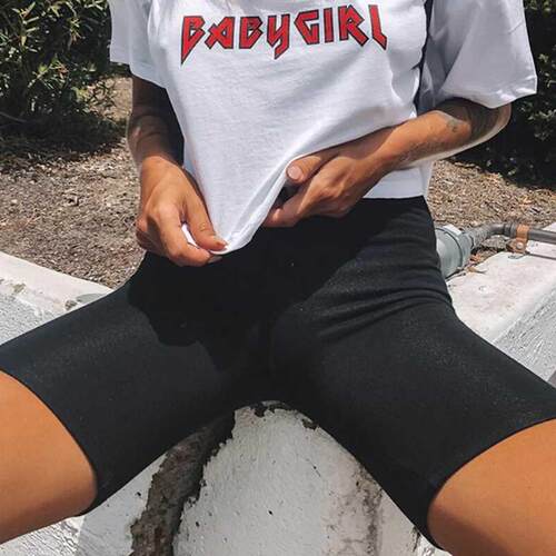 Women Summer Cycling bike Shorts Stretch Basic Short Solid B