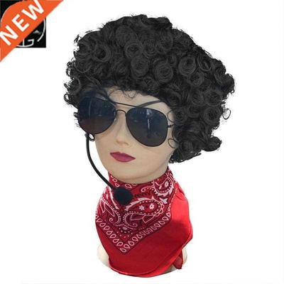 Halloween Mike set Michael Jackson glasses headset wig red t