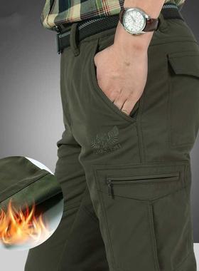 Men Winter Wm Cgo Pants Thermal Fleece Mility Pants Me