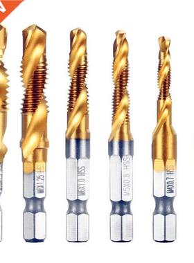 Hex Shank Titanium Plated Screw Thread Metric Tap Drill Bits